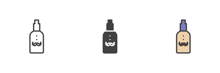 Obraz premium Mustache care oil different style icon set