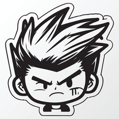 Cartoon boy character sketch in anime style