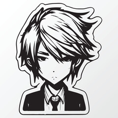 Cartoon boy character sketch in anime style