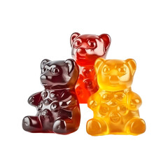 gummy bears isolated on transparent background