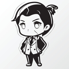 Cartoon boy character sketch in anime style