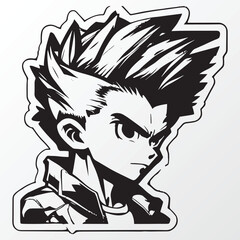 Cartoon boy character sketch in anime style