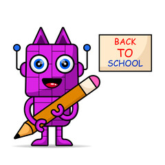 cute robot design carrying a big pencil to go back to school