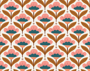 Vintage Damask Floral Vector Seamless Pattern. Decorative Retro Flower Illustration. Abstract Art Deco Background. - 586575927