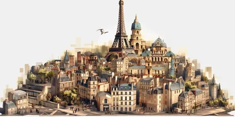 Selbstklebende Fototapeten clipart traveling paris city Generative AI © bahadirbermekphoto
