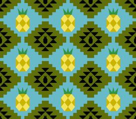 Vector pineapples stripes seamless pattern background.