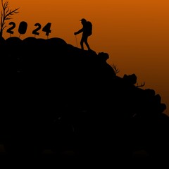 silhouette of a climber at dusk