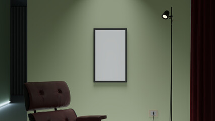 Interior with an empty Picture frame 