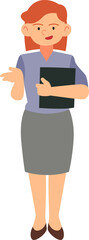 Business women character holding folder illustration