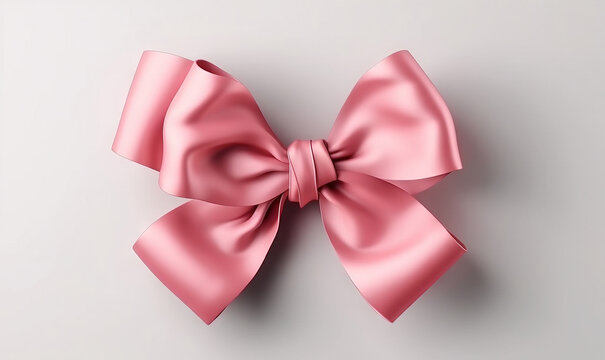 a large pink bow on a white background with room for text or image or image to put on a card or a brochure.  generative ai