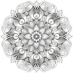 Mandala coloring page created with Generative AI technology.