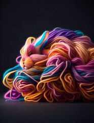 Gradient Easter Bunny - Adorable Yarn Art Style Decoration