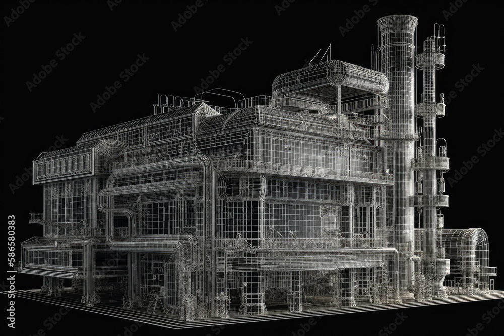 Wall mural modern building with large glass windows and minimalistic design. generative ai