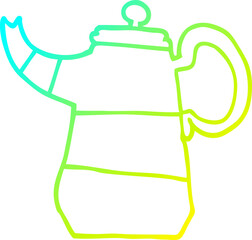 cold gradient line drawing cartoon coffee pot