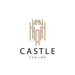 Castle Logo Elegant Luxury Simple Design, Royal Castle Vector Shield, Templet Illustration Icon