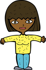 cartoon woman with open arms