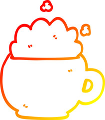 warm gradient line drawing cartoon frappacino