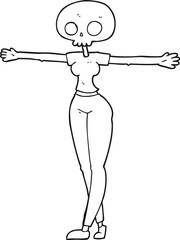 black and white cartoon zombie woman