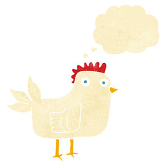 cartoon hen with thought bubble