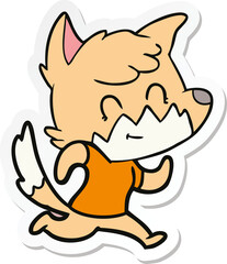 sticker of a cartoon friendly fox