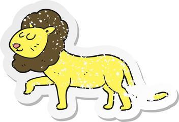 retro distressed sticker of a cartoon lion
