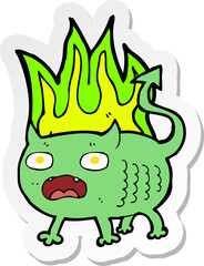 sticker of a cartoon little imp
