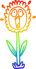 rainbow gradient line drawing cartoon shocked sunflower