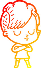 warm gradient line drawing cartoon woman