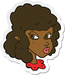 sticker of a cartoon suspicious woman