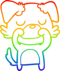 rainbow gradient line drawing cartoon dog