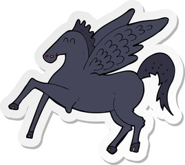 sticker of a cartoon magic flying horse