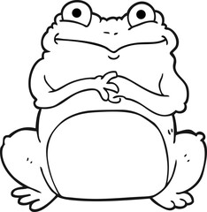 black and white cartoon funny frog