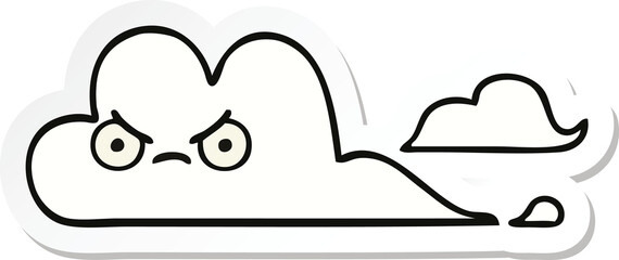 sticker of a cute cartoon white cloud