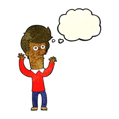 cartoon shocked man with thought bubble