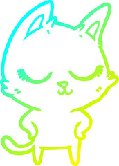 cold gradient line drawing calm cartoon cat