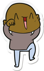 sticker of a happy cartoon bald man