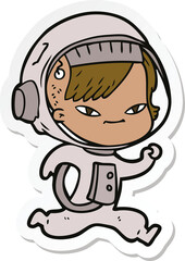 sticker of a cartoon astronaut woman