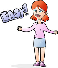 cartoon woman saying easy