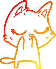 warm gradient line drawing calm cartoon cat