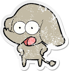 distressed sticker of a cute cartoon elephant