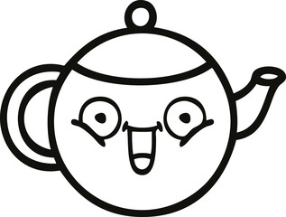 Obraz premium line drawing cartoon teapot
