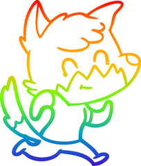 rainbow gradient line drawing cartoon friendly fox