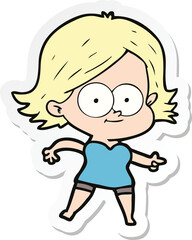 sticker of a happy cartoon girl