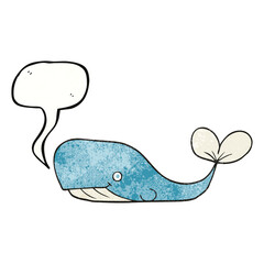 speech bubble textured cartoon whale