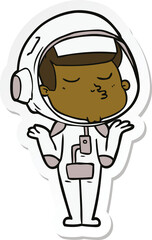 sticker of a cartoon confident astronaut