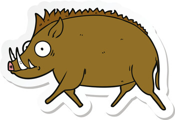 sticker of a cartoon wild boar