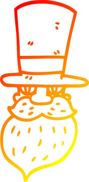 recommend clip art: warm gradient line drawing cartoon man in top hat