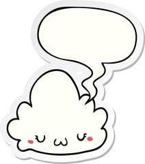 cute cartoon cloud and speech bubble sticker