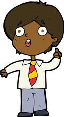 cartoon schoolboy answering question