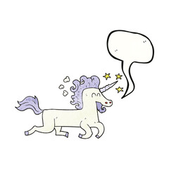 speech bubble textured cartoon unicorn